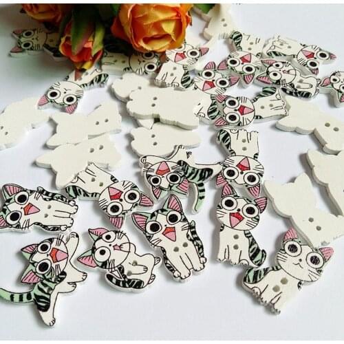 50pcs/lot Mixed Cartoon cat Buttons Scrapbooking 2 Holes Diy Decor Accessories for Crafts buttons