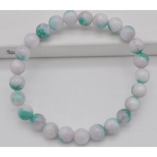 8MM Jad e Stone Round Beads Bracelet Bangle Stretch Jewelry 8 Inch WG006