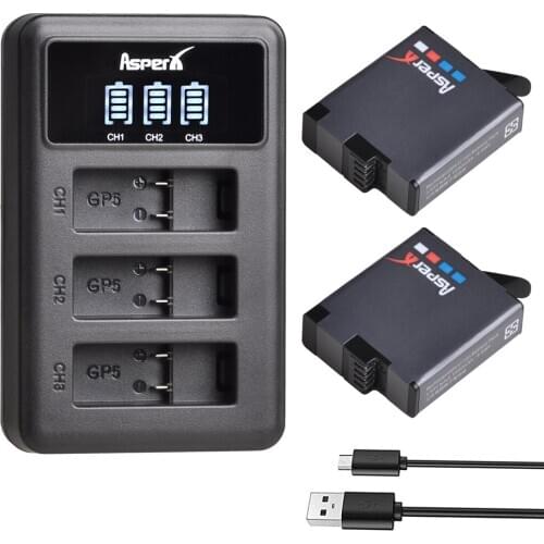 2Pcs 1680mAh AHDBT-501 AHDBT501 Battery for Gopro Hero 5+LED USB 3-Port Charger with Type C Port For GoPro 5 Hero 6 Hero 7 Camer