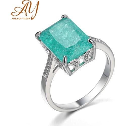 Anillos Yuzuk Solid Silver 925 Jewelry Paraiba Tourmaline Emerald Gemstone Rings For Women Wedding Anniversary Wholesale Ring