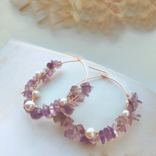 CCijiNG High Quality Amethyst Pearl Wreath crystal macadam Are Romantic And Sweet For Parties And Daily Wear EH3001