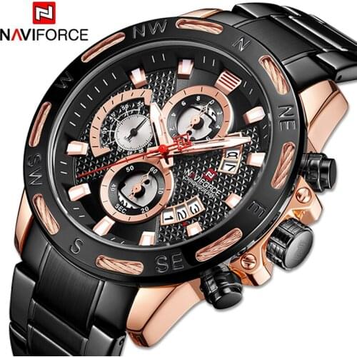 NAVIFORCE Watches Mens Waterproof Stainless Steel Quartz Watch Men Chronograph Military Clock Male Wrist Watch Relogio Masculino