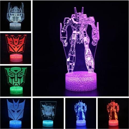 Transformation Action Figure Series Acrylic 3D Illusion LED Lamp 16Color Remote Control Table Lamps Toys For kids Christmas Gift