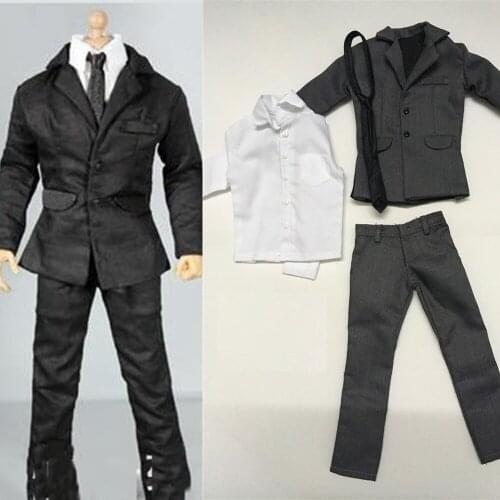 Black/Grey Color 1:6 Scale Male Figure Accessory Gentleman Clothing Suit Set Model For 12" Action Figures Body
