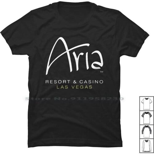 Aria Resort And Casino Las Vegas T Shirt 100% Cotton Typography Las Vegas Halloween Popular Casino Vegas Trend Hotel Tage Logo