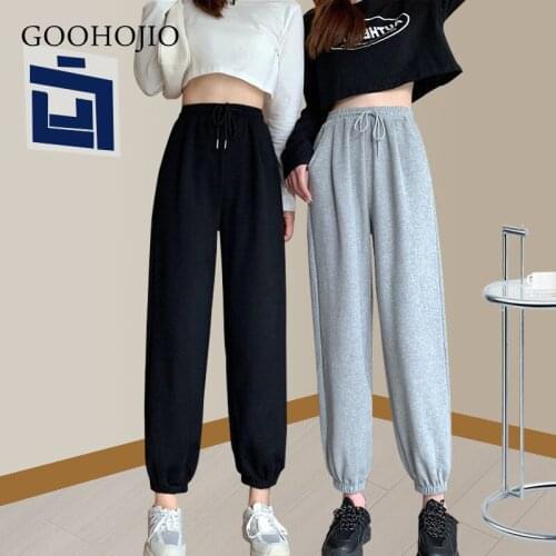 GOOHOJIO Loose Joggers Wide Leg SweatPants Women Trousers Plus Size Soft High Waist Pants Streetwear Korean Casual Yoga Pant