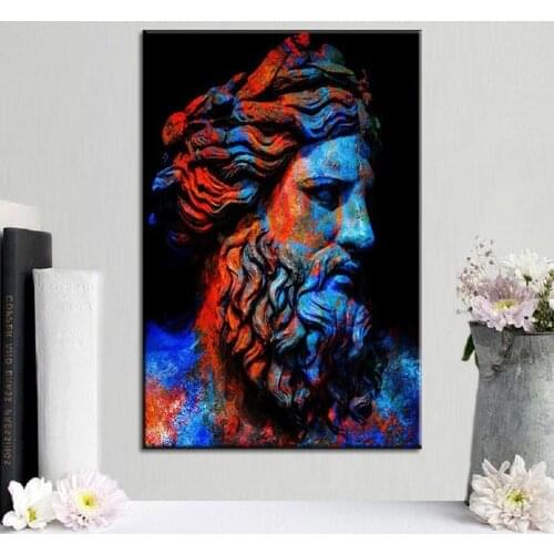 Greek Mythology Watercolor Sculpture Zeus Print Canvas Wall Art Posters and Prints for Living Room Decoration Canvas Painting