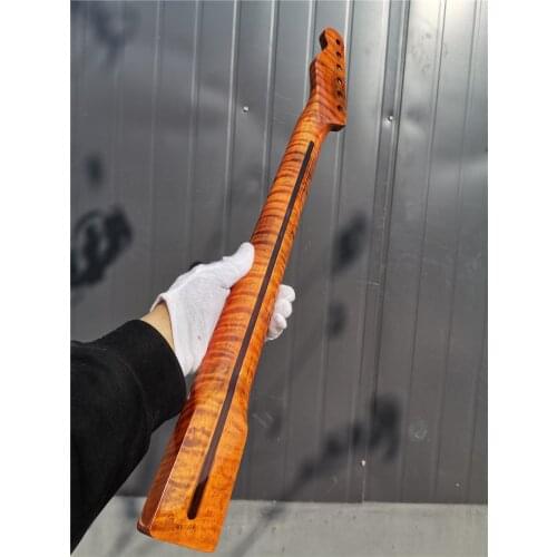 #30 Tiger Flam Maple Electric Guitar Neck 21 fret 25.5 inch Mapel Fretboard Unfinished #S4