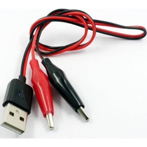 Alligator Test Clips Clamp To USB Male Connector Power Supply Adapter Wire 60cm Power Aligator Clips Test Clips