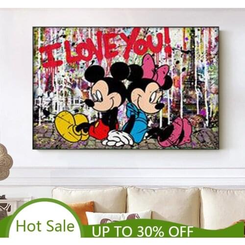 Disney Cartoon Mickey Mouse and Donald Duck Love Life Art Posters and Prints Canvas Painting Wall Art Picture for Children Room