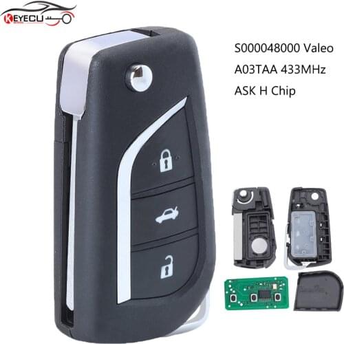 KEYECU Remote Key S000048000 Valeo A03TAA 433MHz ASK H Chip 3 Button Fob for Toyota Auris Corolla 2012 2013 2014 2015 2016 2017