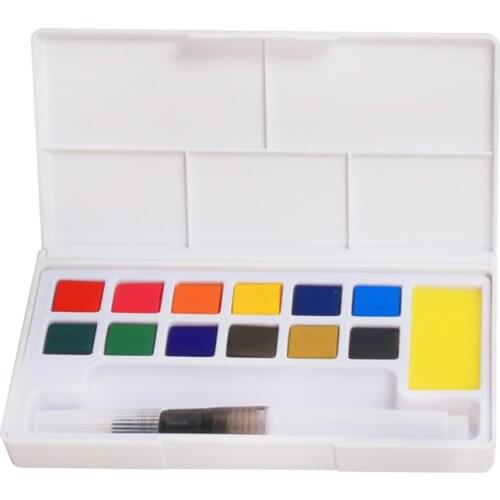 Watercolor Set -12Vibrant Colors - Watercolor Brush for Kids Adults Painting, Coloring, Gift Travel Case