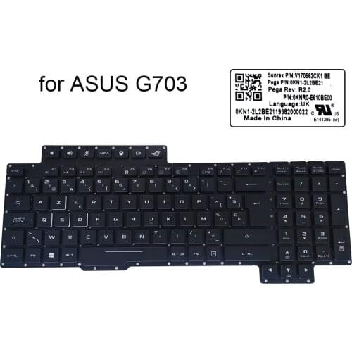 Bulgarian Belgium RGB backlit keyboard for Asus ROG G703V G703VI G703GI G703 GS BG BE gaming keyboards 0KNR0 E610BE00 E610BG00