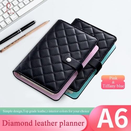 A6 Dialy Note Book,School Office Supplies Binder Diary Pocket Filler Planner Diamond Checkered Dupe Agenda
