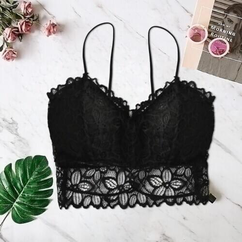 Valentines Day Women Vest Crop Lace Wire Free Bra Underwear Sexy V-Neck Lingerie Camisole S-XL Comfortable Bra лифчик кружевной