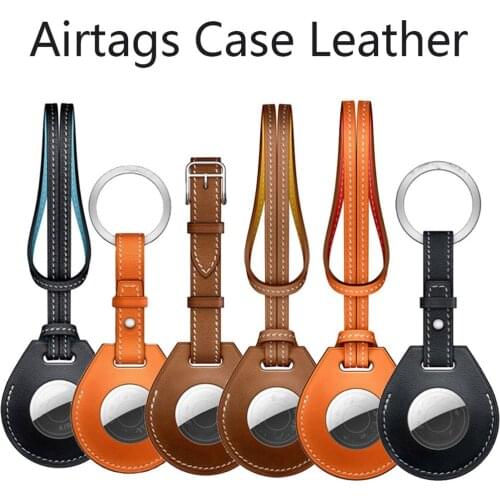 For AirTags 1:1 Leather Case Key Ring Luggage Tag Bag Charm Keychain Protective Shell For Apple Airtags Anti-lost Tracker Cover