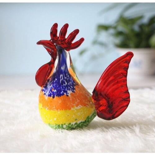 Creative Handmade Glass Big Cock Small Ornaments Boshan Glass Animal Zodiac Nordic Home Model Room Decoration