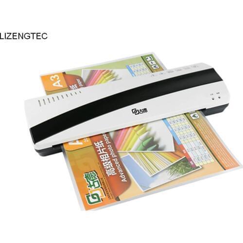 Free Shipping LIZENGTEC Professional Office Hot and Cold Fast Warm-Up Roll Laminator Machine forA3/ A4 Paper Document Photo
