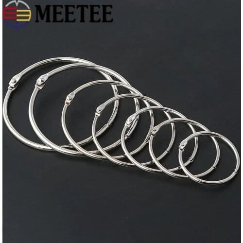 Meetee 10/30pcs 20-45mm Open Ring Hook Notebook Rings Coil Binder Buckle Detachable Clamp Ring DIY Spring Coil Clasp Accessories