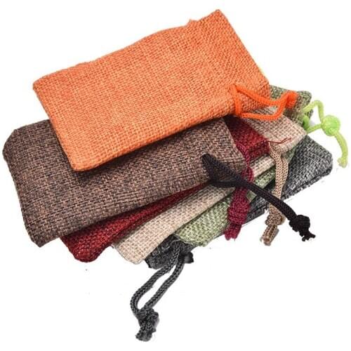 10pcs Mini Wedding Ring Jewelry Packing Pouch Jute Pouch Drawstring Small Gift Packaging Bag Hessian Hemp Linen 7x9cm 10 X 14cm