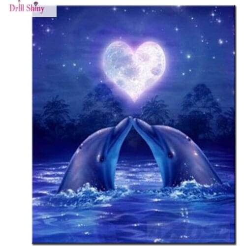 3d DIY Diamond Embroidery painting love Dolphins Animals of Kits diamond pattern Cross Stitch Kit Mosaic decor wall painting
