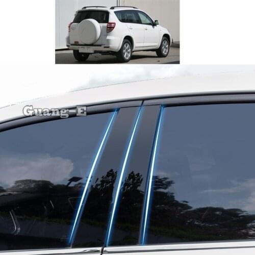 For Toyota RAV4 2009 2010 2011 2012 Car PC Material Pillar Post Cover Door Trim Window Piano Black Molding Sticker Plate 8pcs