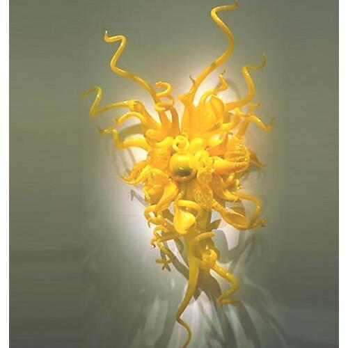 Yellow Colored Blown Murano Glass Wall Lamps Modern Art Deco LED Glass Wall Mounted Lightings