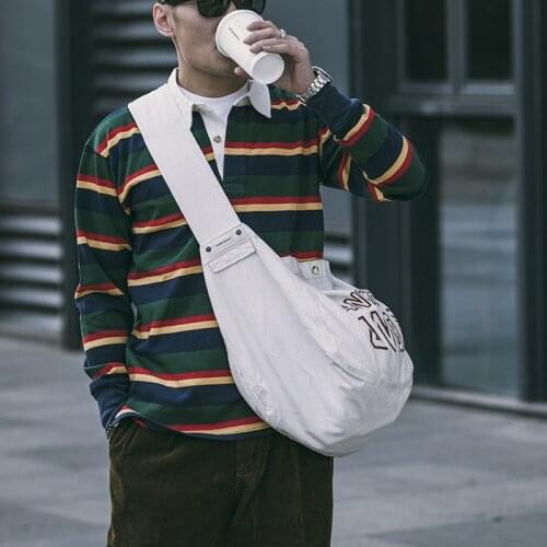 NON STOCK Mens Long Sleeve Polo Shirts Ivy Casual Stripes T-Shirts Rugby