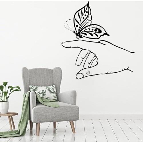 New Butterfly In Hand Wall Sticker Aesthetic Home Bedroom And Hotel Room Decoration Vinyl Removable A001337