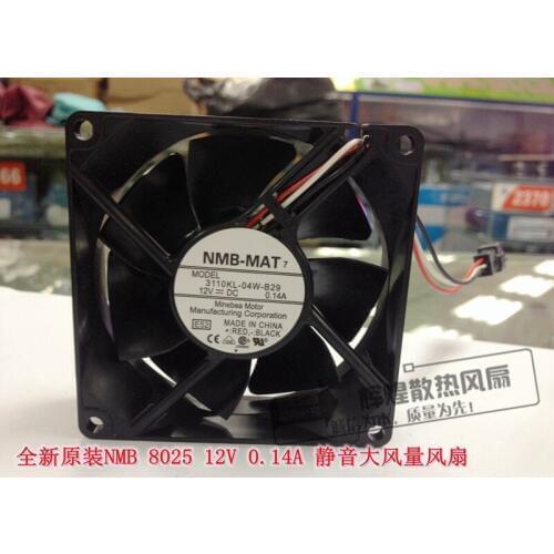 NEW NMB-MAT Minebea 3110KL-04W-B29 8025 12V 0.14A 8CM silence cooling fan