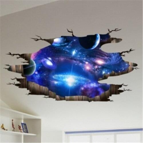 New Wall Stickers Creative 3D Cosmic Galaxy Planets Outer Space Wall Stickers For Kids Room Bedroom Decoration Wall Stickers