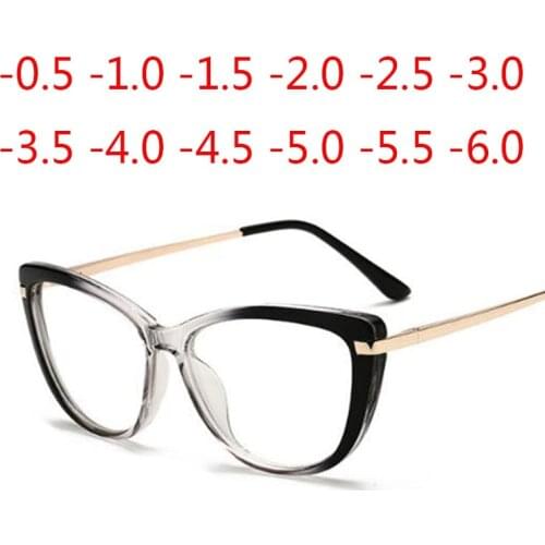 Fashion Cat Eye Glasses Women Eyeglasses Optical Myopia Eyewear -0.5 -1.0 -2.0 To -6.0 Reading Diopter +50 +100 +150 +200