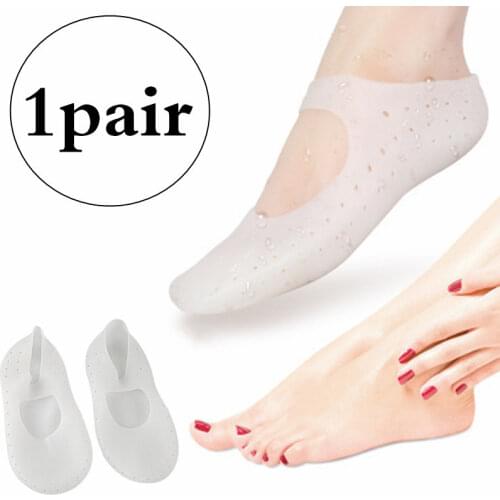 1Pair Moisturizing Anti Crack Unisex Feet Protector With Hole Dead Skin Removal Breathable Silicone Socks Gel Socks Foot Care