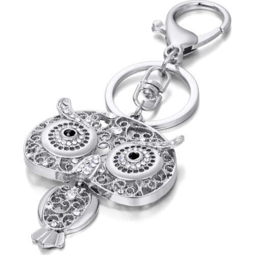 Gift Gold Silver Plated Beads Animal Feather Wind Chimes Owl Key Chain Women Vintage Indian Style Keychain