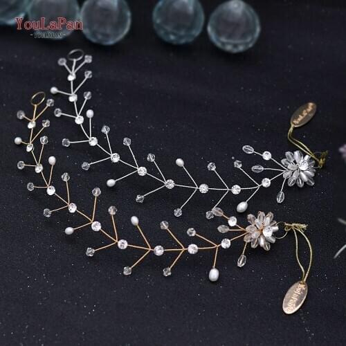 TOPQUEEN HP35 Bridal Flower Hair Accessories Wedding Bridal Hair Clip Wedding Bridal Crystal Headband Wedding Hair Piece