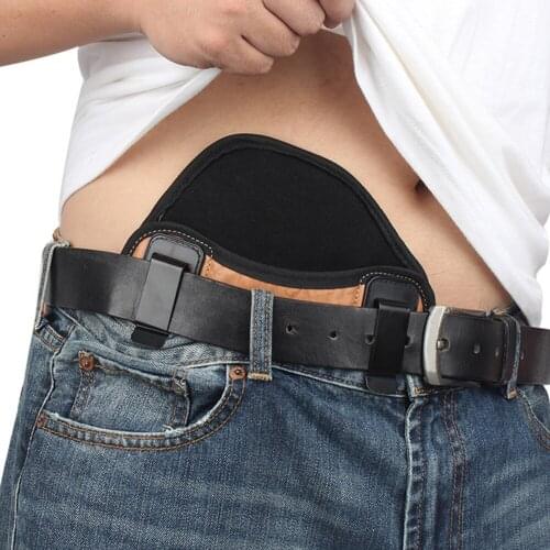 Outdoor Concealed Leather Gun Storage Sleeve Belly Holster Quick Pull Pistol Concealed Small Weapon Waist Holder Bag Equipment