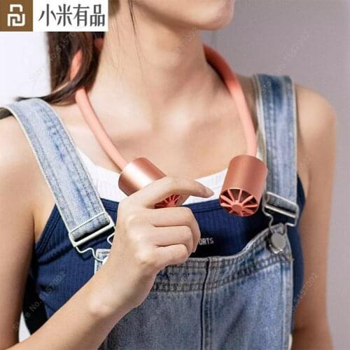 Youpin Qualitell Mini Hanging Neck Fan Silicone Collar Three-speed Adjustment Portable Type-C Charging Fan ABS Material Lazy Fan