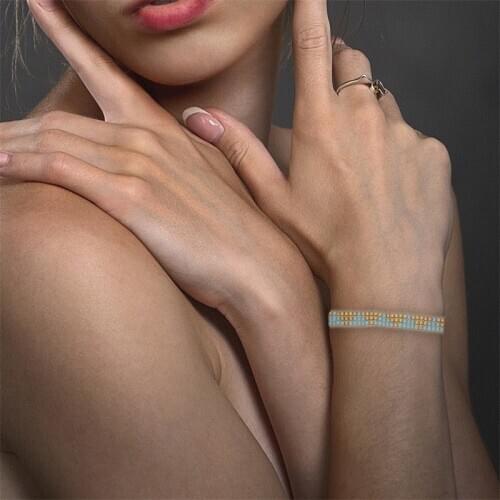 BLUESTAR Bohemian Glass Beads Chain Bangle Miyuki Accessories Red Blue Heart Flamingo Charms Bracelet For Women 2020 Jewelry