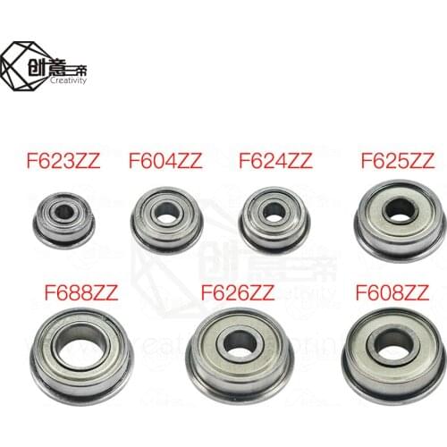 10pcs Flange Ball Bearings F604ZZ F623ZZ F624ZZ F625ZZ F688ZZ 3D Printers Parts Deep Groove Pulley Wheel Aluminium Part