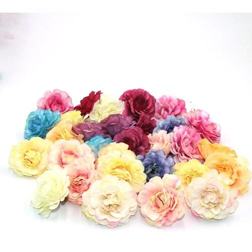 10 pcs/lot fleur artificielle 5CM soie printemps Rose tête pour fête de mariage décoration de la maison bricolage couronne cadea