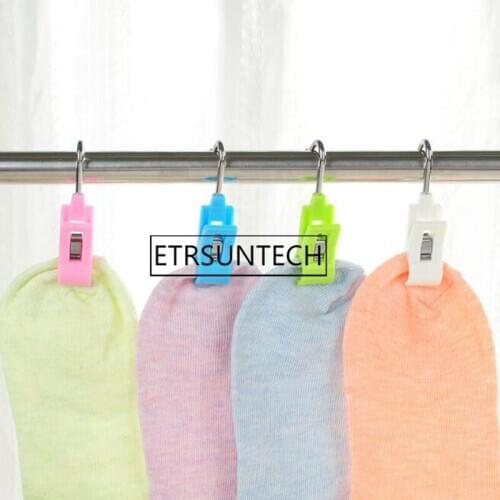 100sets Clothes Pegs Hanging Clothespins Plastic Stainless Steel Clothes Clip Underwear Socks Towel Drying Clip