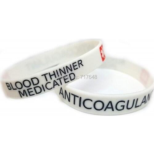 100pcs BLOOD THINNER medicated wristband silicone bracelets free shipping by epacket A