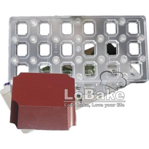 18 cavities rectangle cube shape magnetic chocolate mold PC transfer candy sweet sugar craft biscuit cheese moulding accessories