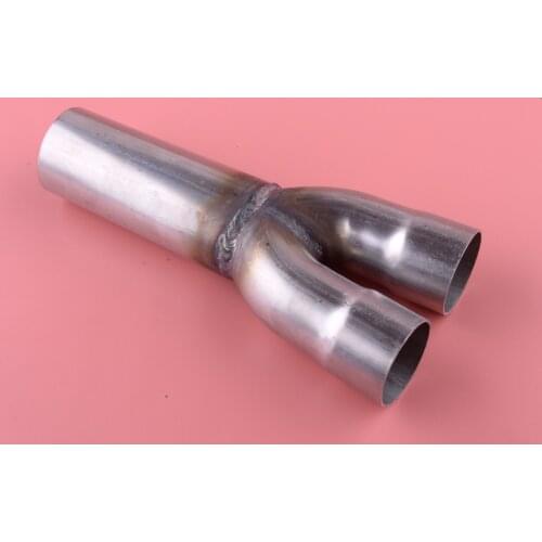 2-1 Exhaust Merge Collector Adapter Y Inlet Outlet Pipe Tube Flange Header Single 1.75''OD Dual 1.5''ID Universal Accessories