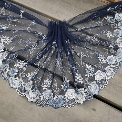 2Meters Floral Embroidered Lace Trim Mesh Tulle Fabric For Lingerie Underwear Bra Dress Home Textile Costume Decorations DIY