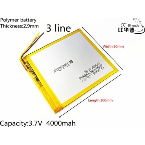 3 line Polymer lithium batteries 3.7V 4000mAh 2990100 3090100 For 7 inch 9 inch 12-inch Tablet PC