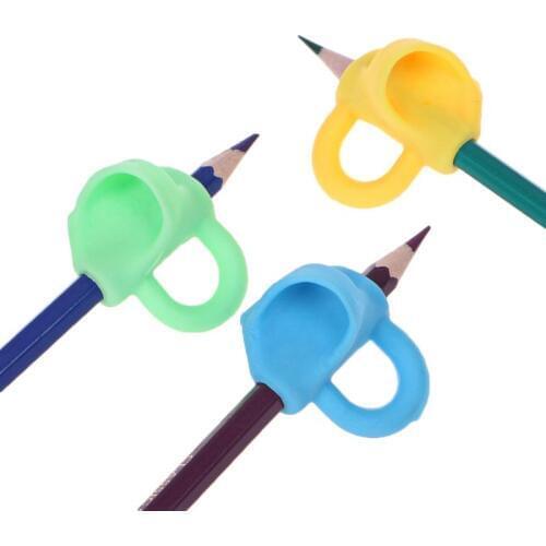 3Pcs Magic Grip Pencil Help Beginner Writing Silicone Toys Baby Double Thumb Posture Correction Pen Tool M5TB