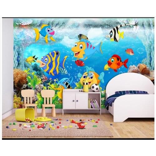 Custom 3d wallpaper 3d wall murals wallpaper fashion Underwater cartoon children room background wall paintings wall decoration