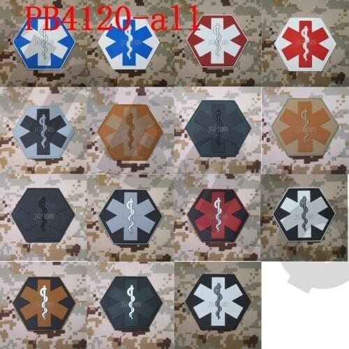 3D PVC Patch EMERGENCY MEDICAL TECHNICIAN PARAMEDIC Hexagon Military Red Cross