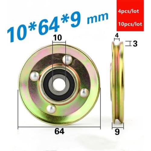 4pcs/10pcs 10*64*9mm U type groove elevator door wheel metal wheel wire rope fine wire guide wheel 10x64x9 6200RS 6200